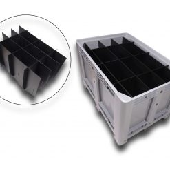 Gefache aus Hohlkammerplatten / Wabenplatten – gestanzt, geschweißt oder gesteckt; Trennsystem für KLT/GLT, Palettenboxen & Logistik.