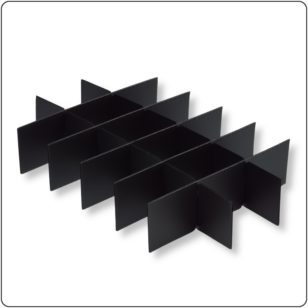 Gefache aus Hohlkammerplatten (HKP) – gestanzt, geschweißt oder gesteckt; Trennsystem für KLT/GLT, Palettenboxen & Logistik.