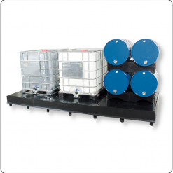 IBC / KTC Großgebinde Auffangwanne SAGKP1LP – Kunststoff-Sicherheitspalette aus PE-HD mit 1000 Liter Auffangvolumen, DiBt-zugelassen, für Lagerung und Abfüllung wassergefährdender Flüssigkeiten