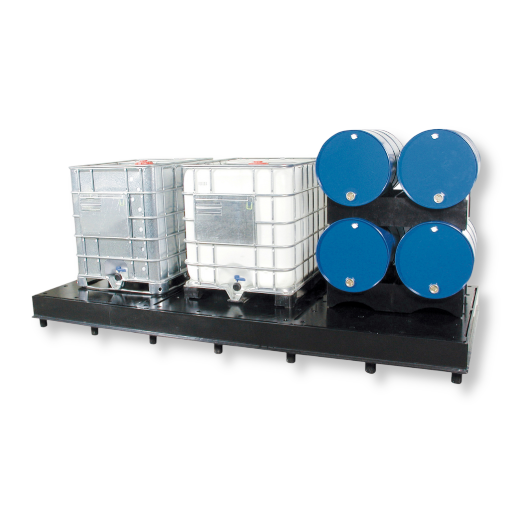 IBC / KTC Großgebinde Auffangwanne SAGKP1LP – Kunststoff-Sicherheitspalette aus PE-HD mit 1000 Liter Auffangvolumen, DiBt-zugelassen, für Lagerung und Abfüllung wassergefährdender Flüssigkeiten