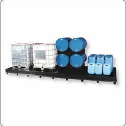 IBC / KTC Großgebinde Auffangwanne SAGKP1LP – Kunststoff-Sicherheitspalette aus PE-HD mit 1000 Liter Auffangvolumen, DiBt-zugelassen, für Lagerung und Abfüllung wassergefährdender Flüssigkeiten