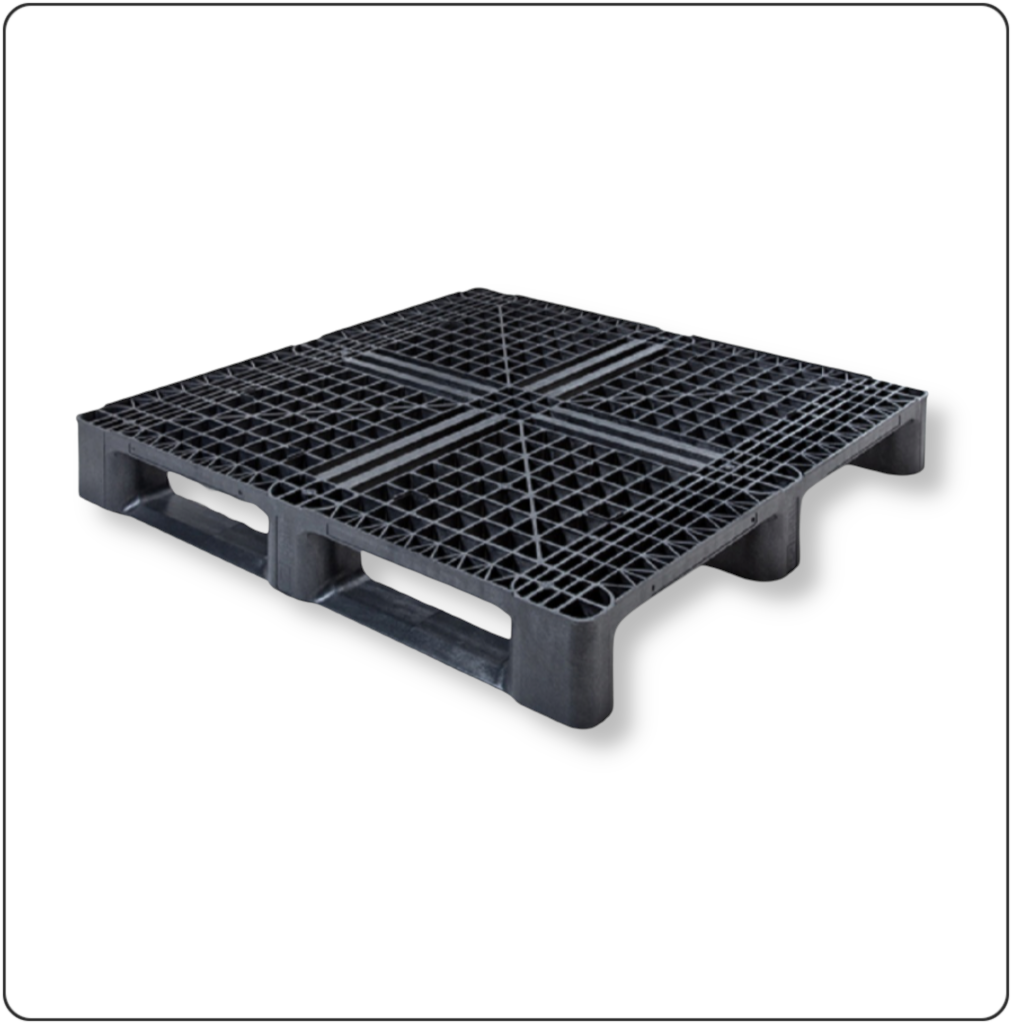 IPPC-qualifizierte Kunststoffpalette 1140 x 1140 mm für See-Container und Seefracht – stabile, hygienische Exportpalette ohne ISPM15, ideal für internationale Logistik und Überseetransporte.
