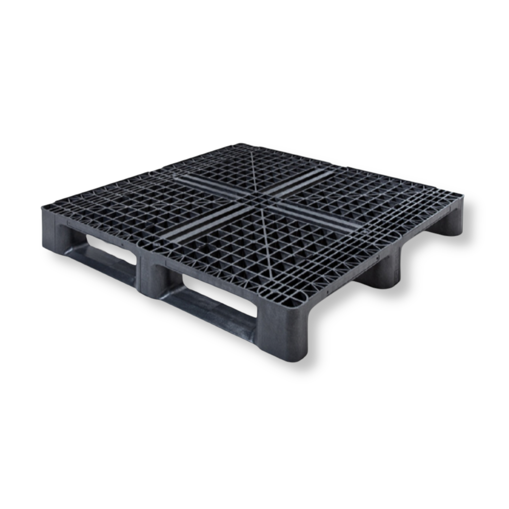 IPPC-qualifizierte Kunststoffpalette 1140 x 1140 mm für See-Container und Seefracht – stabile, hygienische Exportpalette ohne ISPM15, ideal für internationale Logistik und Überseetransporte.