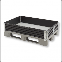 Aufsatzrahmen mit 6 Scharnieren für Europaletten 1200x800 mm – stabiler Palettenrahmen aus Kunststoff für Lagerung, Transport und sichere Mehrwegverpackung.