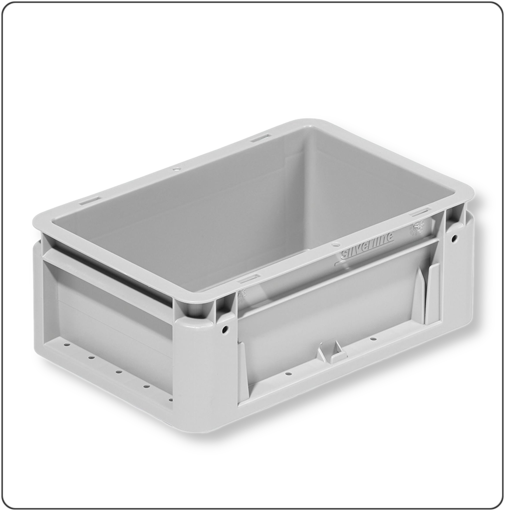 Eurobehälter KLT 300x200x120mm Silverline grau 2 Eurobehälter KLT 300x200x120mm Silverline aus PP grau – stapelbar, 4,6 Liter, für Lager und Intralogistik