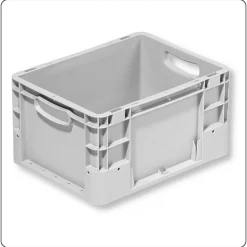 Eurobehälter KLT Stapelbehälter 400x300x220mm Silverline grau – 20 Liter, PP, offener Durchfassgriff, stapelbar, AKL-geeignet