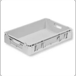 Eurobehälter KLT 600x400x120mm Silverline grau – 24 Liter, PP, offener Durchfassgriff, stapelbar, AKL-geeignet