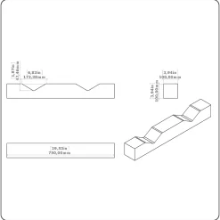 Plastic V-Block 750x100x100 mm for Pipes, Shafts & Round Bars – LP750V2-50008 5 Kunststoff-Lagerprisma 750x100x100 mm - Technische Zeichnung des Kunststoff-Lagerprismas 750x100x100 mm mit zwei V-Ausschnitten für Rohre, Wellen und Rundstäbe